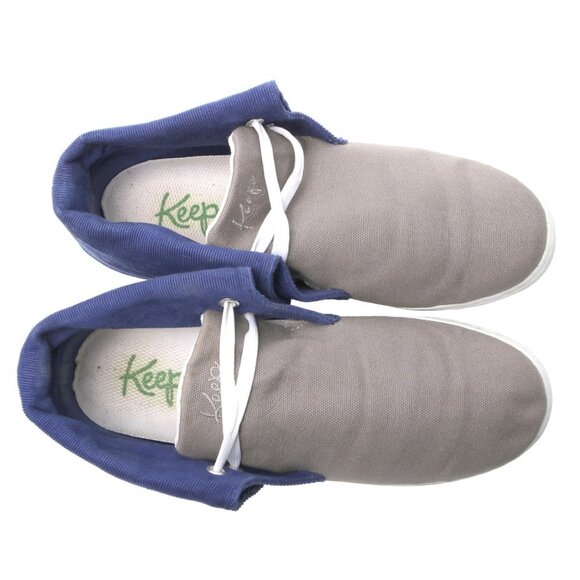 Keep Canvas Vegan Shoes Sneakers Corduroy Two Tone Casual Lace Up Grey Blue - Picture 4 of 10